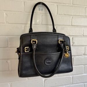 VTG 90’s Dooney & Bourke All-Weather Pebbled Leather Satchel in Black, EUC!